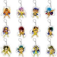 Fashion Cartoon Anime 12 Saint Seiya Keychain Acrylic Double Sided Transparent key Chain Ring Accessories Jewelry For Fans Gifts