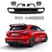 ABS Rear Diffuser Bumper For Mercedes W176 A Class A180 A200 A250 Sport Edition With Stainless Steel Exhaust Tips 15-18 A45 AMG