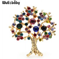 Wuli&baby Multicolor Rhinestone Tree Brooches Women Men Christmas Tree Party Office Casual Brooch Pins Gifts