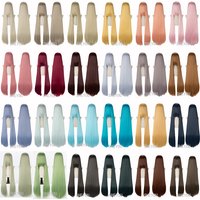 100 cm lange gerade Cosplay-Perücke, hitzebeständiges Kunsthaar, Anime-Party-Perücken, 48 Farben, bunte einfarbige Perücken + Perückenkappe