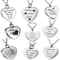 Custom Stainless Steel Cremation Ash Jewelry Heart Urn Necklace Memorial Keepsake Heart Pendant Funnel Fill Kit