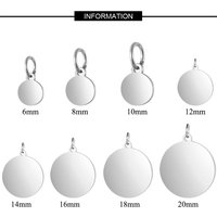 5pcs/Lot 316 Stainless Steel Mirror Polished 8-20mm Disc Round Tag Charm Pendant for Bracelet Necklace DIY Jewelry