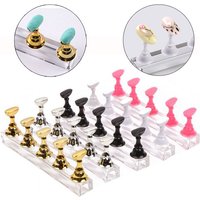 1 Set Magnetic Fake Nail Holder Gel Polish Practice Display Stand Acrylic Crystal Showing Shelf Nail Art Tool
