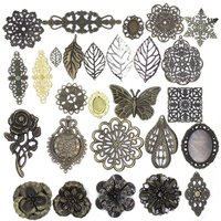 Rose Flower Filigree Flower Pendants Wraps Metal Crafts Connectors For Embellishments Scrapbooking Jewelry DIY Accessories
