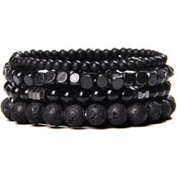 Fashion Natural Stone Beads Men Bracelet Multilayer Black Lava Onyx Beads Charm Punk Bracelet Bangles Women Jewelry Couples Gift