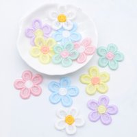 20Pcs 28mm Embroidered knitting Flower for Girl Clothes Hat Gloves Sewing Patches DIY Headwear Hair Clips Bow Decor Accessories