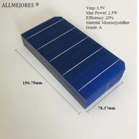 Mon40pcs Mono Crystalline Solar Cell 0.5V 2.5W high quality 156.75mm x 78.37mm for diy 100W solar panel