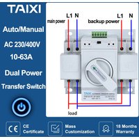ATS Dual Power Automatic Transfer Switch MCB 2P 4P Auto/Manual Switching of Circuit Breakers MCB 63A 32A