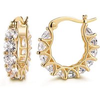 Huitan Full Paved Crystal CZ Hoop Earrings for Women Dazzling Accessories Wedding Party Delicate Birthday Gift Statement Jewelry