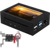 Raspberry Pi 4 Metal Case 3.5 Inch Display Metal Protective Enclouse with Cooling Fan Aluminum Shell for Raspberry Pi 4 Model B