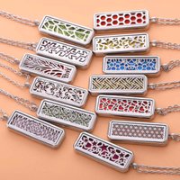 Rectangle Magnetic Hollow Pendant Stainless Steel Perfume Essential Oil Diffuser Locket Aromatherapy Necklace Exquisite Jewelry