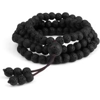 6mm Black Natural Lava Stone Bracelet Meditation Prayer Yoga 108 Mala Beads Necklace for Women Men Charm Bracelets Jewelry Gift
