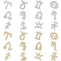 ZHUKOU Mini 12 constellations Taurus Leo brass crystal pendant for women necklace earrings bracelet jewelry accessories VD590