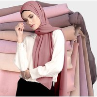 NEW Multicolor soft women plain bubble chiffon scarf hijab wrap femme foulard shawls headband muslim embroidery scarf