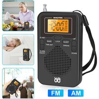Portable Mini Radio Handheld AM FM Dual Band Stereo Pocket Radio Receiver with LED Display Speaker Alarm Clock Pocket Radio
