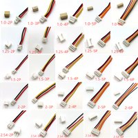 10 zestawów SH1.0 JST1.25 ZH1.5 PH2.0 XH2.54 złącze żeńskie + męskie 2/3/4/5/6/7/8/9/10P wtyczka z kablem 10/20/30cm