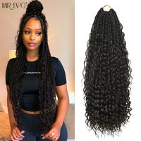 14-22"Synthetic Goddess Box Braids Crochet Hair With Curly End Bohemian Omber Braiding Hair Extensions Messy Black Brown Blonde