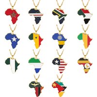 Hip Hop Creative Country Map Pendant Metal Necklace Ghana Nigeria Zambia Uganda Liberia Zimbabwe For Women Men Ethnic Jewelry