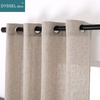 Rideau de fenêtre décoratif solide Anti-UV en lin naturel, Style américain, tringle, œillets de poche, haut pour salon, chambre à coucher