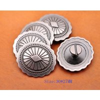 10X 30*27MM Retro Silver Tribal Beauty Diamond Flower LEATHERCRAFT Belt Handbag CONCHOS Screwback