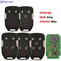 Jingyuqin clé de voiture à distance pour Chevrolet Tahoe Silverado banlieue Tahoe GMC Sierra Acadia Terrain Yukon HYQ1AA ID46 315/433 Mhz