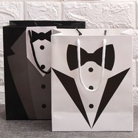 Paper Tuxedo Groomsmen Thank You Gift Bags Black White Wedding Bridal Party DIY Favour Bridesmaid Groomsmen Gift Bags Supplies