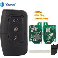 YIQIXIN 3BT Flip Folding Remote Smart Car Key For Ford Fusion Focus Fiesta Mk7 Escape Kuga HU101 4D63 433MHZ ID46 Chip PCF7952