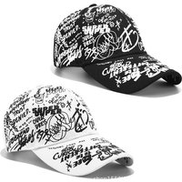 Koreanische Version der Graffiti-Persönlichkeit Baseballmütze Flut Männer und Frauen lässig wilder schwarzer Schatten gebogene Traufe Kappe Sonnenhut