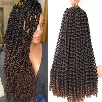 Donghou 18 Inch Ombre Passion Twist Hair Crochet Braids Synthetic Crotchet Hair Extensions Water Wave Braiding Hair 22 Strands