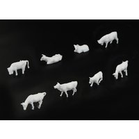 20pcs/lot HO N Scale Miniature Farm Animals Simulation Unpainted ABS Plastic Cows Diorama Scene Layout Toys Gift for Children