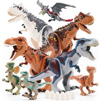 Jurajski świat dinozaurów duże figurki dinozaurów cegły klocki Velociraptor t-rex Triceratops Indominus Rex zabawki dla dzieci