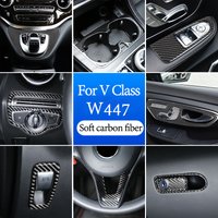 Autocollant de panneau d'engrenages multimédia de volant de porte de voiture en Fiber de carbone pour Mercedes Benz classe V W447 V260 15-20 accessoire intérieur