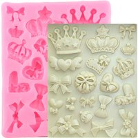 Cartoon Crown Bows Silicone Mold DIY Party Cupcake Topper Fondant Cake Decorating Tools Candy Polymer Clay Chocolate Moulds