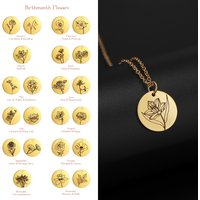 My Shape Birth Flowers Necklace Monthly Floral Rose Daisy Stainless Steel Pendant Necklaces Fashion Jewelry Choker Birthday Gift