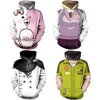 Anime Danganronpa V3 3D Hooded Sweatshirt Monokuma Ouma Kokichi Kaede Akamatsu Cosplay Clothes for Men Women Kid Casual Warmth
