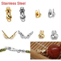 50pcs/lot Stainless Steel Clasps Hooks For Beaded Necklace Bracelet Gold Color Ball Bead Chain Connectors Diy Jewelry Findings