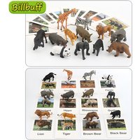 24pcs Simulation Ocean Wild Animal Giraffe Monkey Zoo Solid Model Figures Early Card Educational Toy for children Christmas gift
