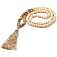 Fashion Bohemian Tassel Yoga Wooden Jewelry Handmade Natural Stone Tassel Necklace for Women and Men