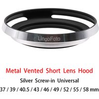 Universal Metal Screw-in Vented wide-angle Lens Hood Silver 37/39/40.5/43/46/49/52/55/58mm camera photography accessory