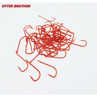 100pcs Fishing Hook Series 1#-8# Barbed Fishhook High Carbon Steel Red Gold Fishhooks Bent Baitholder Ringed Carp Hook Tackle