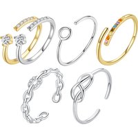 WOSTU New 925 Sterling Silver Open Ring Finger Adjustable Size Wedding Rings For Women Engagement Fashion Silver Jewelry Gift