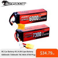 Sunpadow 4S Lipo Batterie pour 6000mAh 7300Ah 70C 14.8V avec XT90 Connecteur Pour Voiture RC Camion Réservoir Truggy Véhicule Buggy Passe-Temps
