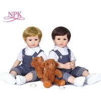 55CM original NPK full body silicone bebe doll reborn toddler boy doll two hair colors bath toy flexible soft touch