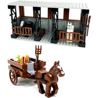 Horse Stable Carriage Blocks City Farm Accessories Classic Building Bricks Parts Construction Toys Farmland Horse Cart Bloques