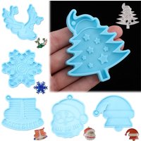 Christmas Silicone Mold Xtmas Tree Hanging Tags Keychain Pendant Mold Santa Claus Elk Resin Craft Mold Candy Chocolate Cake Tool