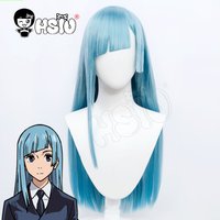 HSIU Miwa Kasumi Wig Anime Jujutsu Kaisen Cosplay Gray Blue Long Hair+Free Brand Wig Cap