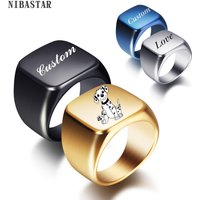 Custom Name Hot Sale Fashion Simple 316L Titanium Steel Blank Plain Men Ring Jewelry