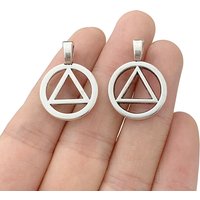 30Pcs Tibetan Silver 2 Sided AA Alcoholics Anonymous Recovery Sobriety Triangle Symbol Charms Pendants for DIY Necklace Making