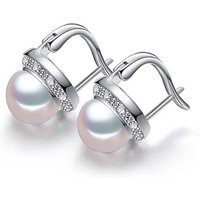 Huitan Fresh Style White/Pink Simulated Pearl Earrings for Lady Inlaid White CZ Fashion Versatile Women Jewelry Drop Shipping