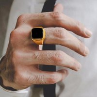 Vnox Herren-Siegelring, sanfter quadratischer runder Top-Ring aus Edelstahl, Punkrock-männliche brüderliche Ringe